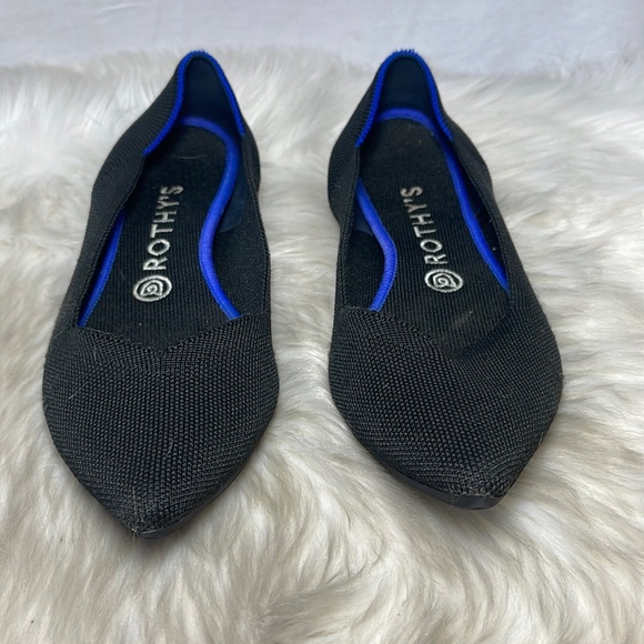 Rothy's The Point Black/Blue Trim Ballet Flats Sz 9 - Picture 4 of 9